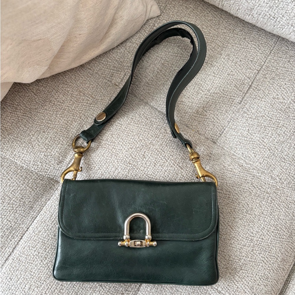 Elegant Green Leather Shoulder Bag